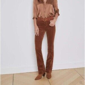 L’AGENCE Women s Pants Stevie Velvet High Waist Straight Leg Pant in Fawn size26